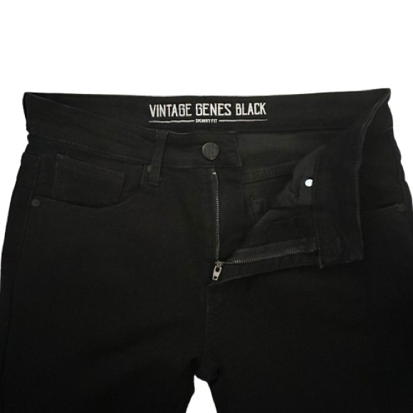NWOT Vintage Genes Black Men's Jeans W32 L30 Skinny Fit Stretchy Everyday Pants - Picture 3 of 14